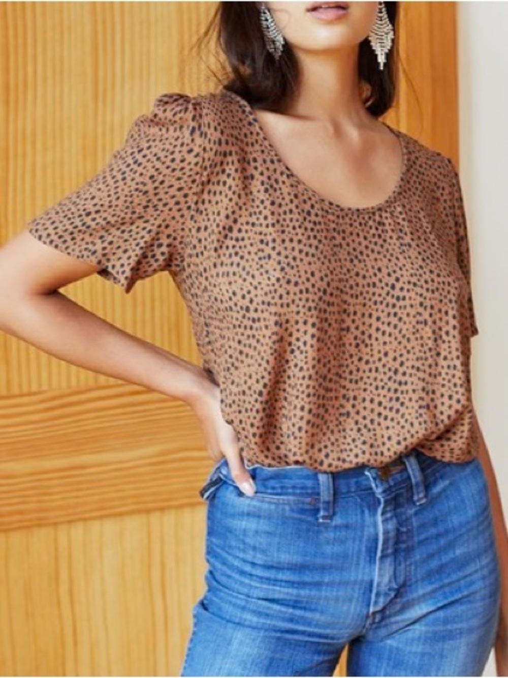 Emerson Fry AVA BLOUSE - VINTAGE CHEETAH size Small